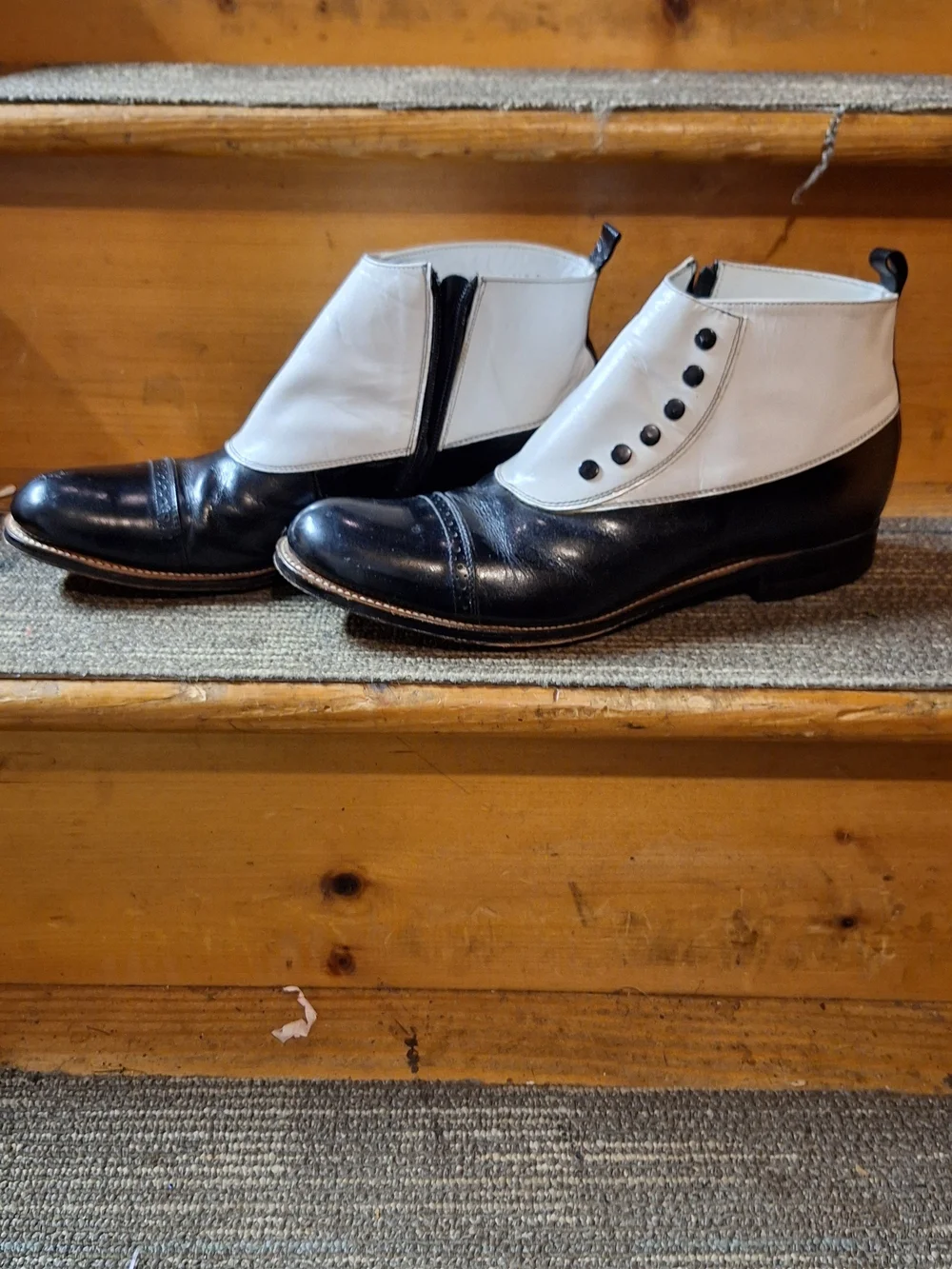 Men's Stacy Adams Two-Tone Black and White Leather Dress Boots, 11D